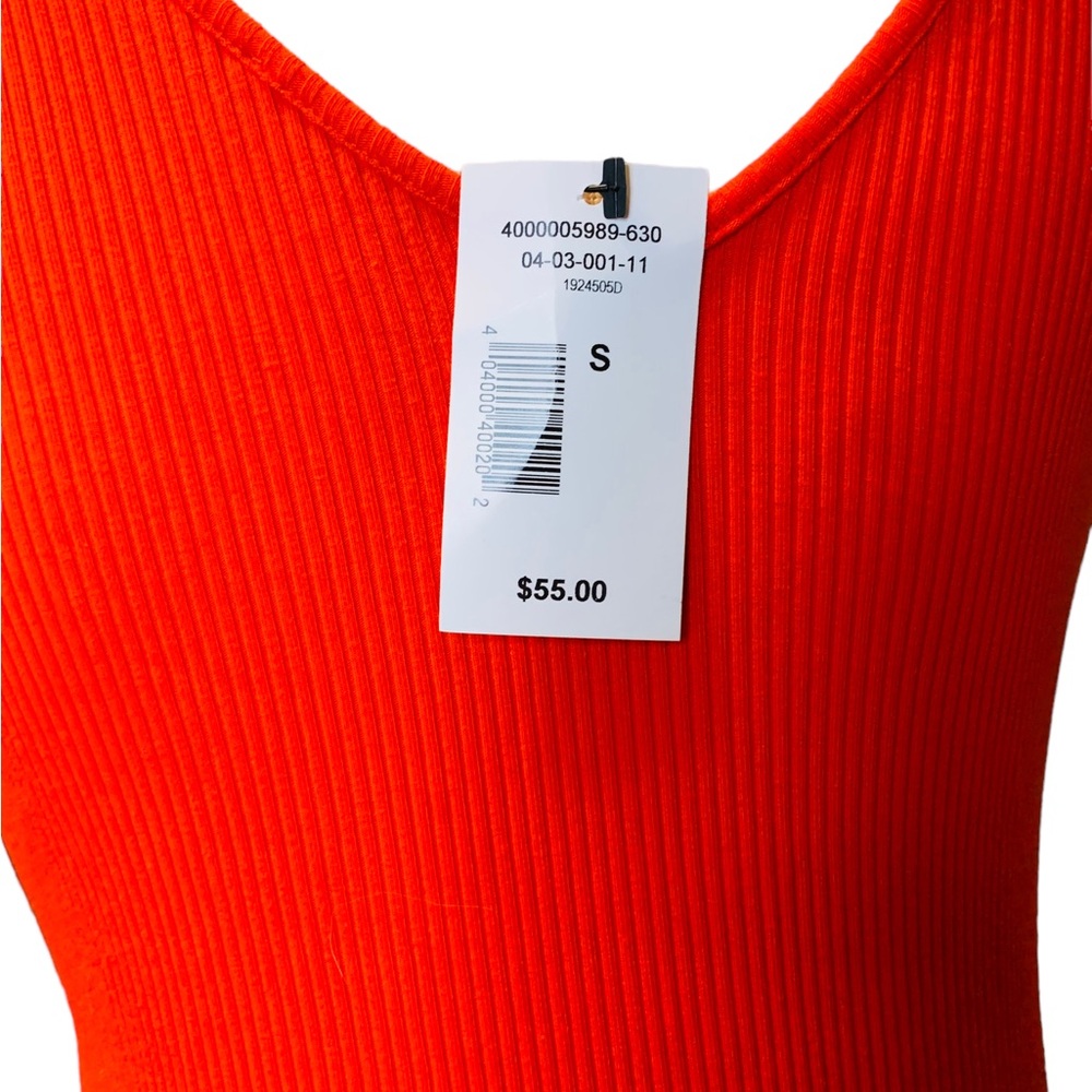DEX Red Ribbed Tie Shoulder Tank Top Size Small - Picture 8 of 8